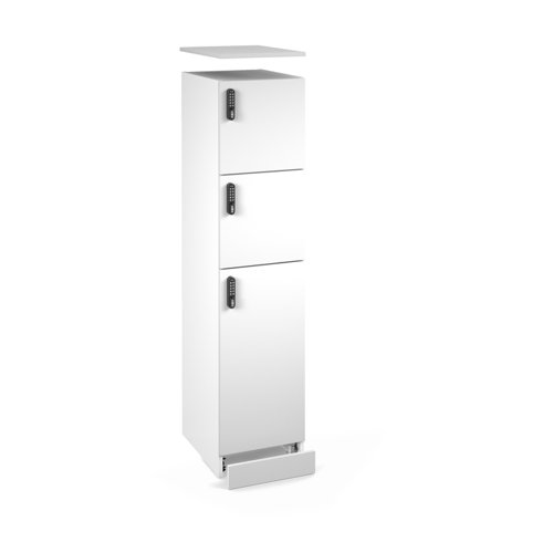 Flux top and plinth finishing panels for single locker units 400mm wide - white