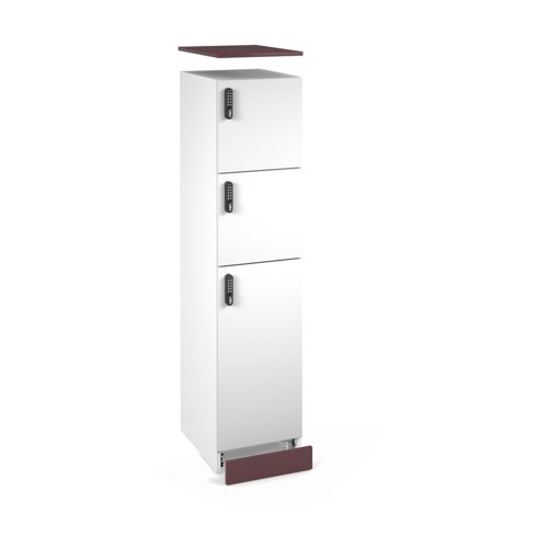 Flux top and plinth finishing panels for single locker units 400mm wide - wine red