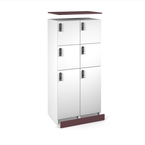 Flux top and plinth finishing panels for double locker units 800mm wide - wine red