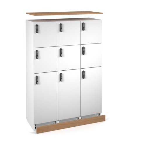 Flux top and plinth finishing panels for triple locker units 1200mm wide - beech