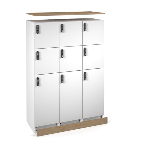 Flux top and plinth finishing panels for triple locker units 1200mm wide - kendal oak