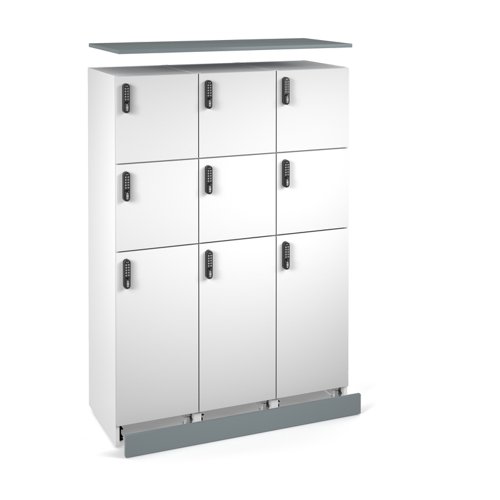 Flux top and plinth finishing panels for triple locker units 1200mm wide - smoke blue