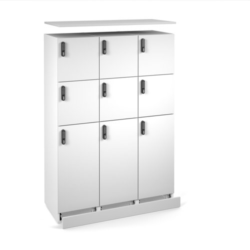 Flux top and plinth finishing panels for triple locker units 1200mm wide - white