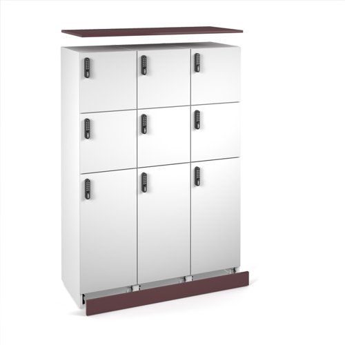 Flux top and plinth finishing panels for triple locker units 1200mm wide - wine red