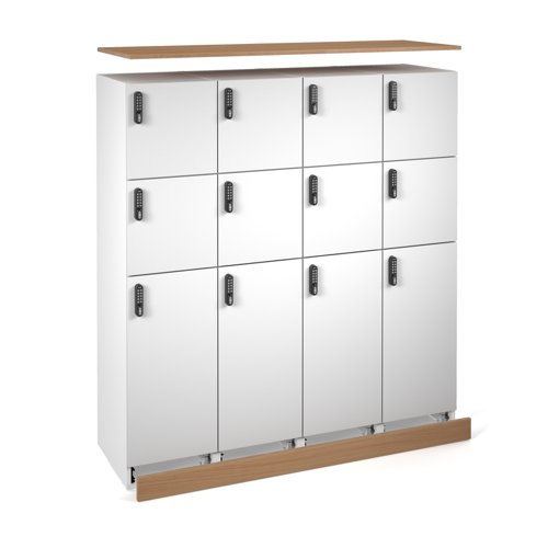 Flux top and plinth finishing panels for quadruple locker units 1600mm wide - beech