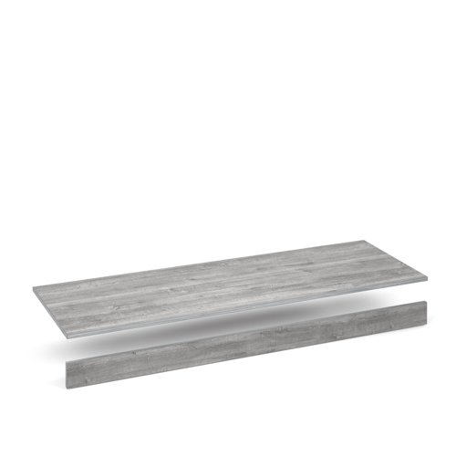 Flux top and plinth finishing panels for quadruple locker units 1600mm wide - grey oak