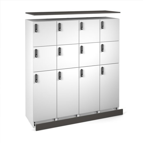 Flux top and plinth finishing panels for quadruple locker units 1600mm wide - onyx grey