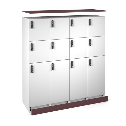 Flux top and plinth finishing panels for quadruple locker units 1600mm wide - wine red