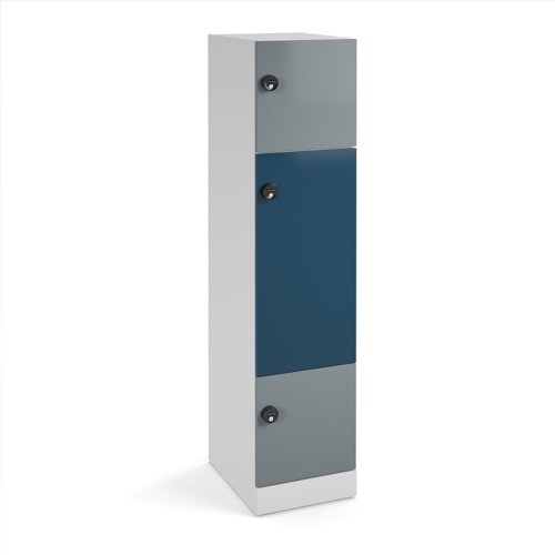 Flux 1700mm high lockers with three doors (larger middle door) - mechanical lock