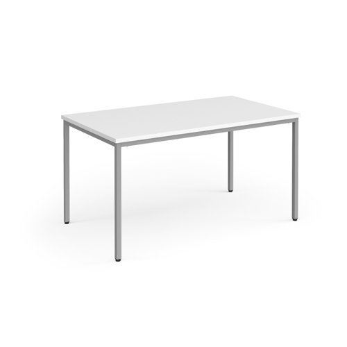 Flexi 25 rectangular table with silver frame 1400mm x 800mm - white