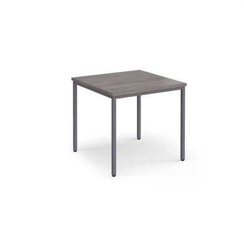 Flexi 25 square table with graphite frame 800mm x 800mm - grey oak