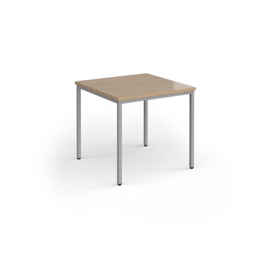 Flexi 25 square table with silver frame 800mm x 800mm - Kendal Oak