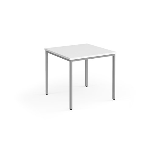 Flexi 25 square table with silver frame 800mm x 800mm - white