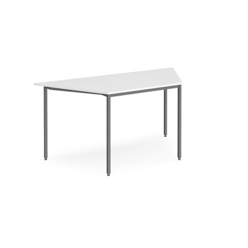 Trapezoidal flexi table with graphite frame 1600mm x 800mm - white