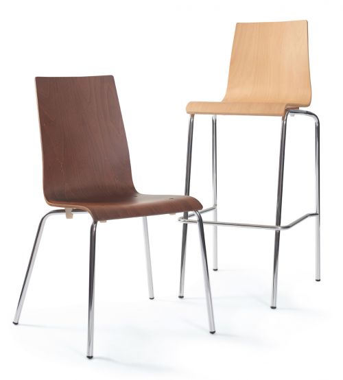 Fundamental dining chair with wooden seat and back - walnut