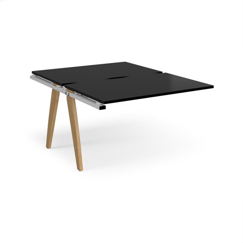 Fuze add on units back to back 1200mm x 1600mm with oak legs - white underframe, black top
