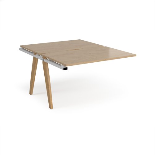 Fuze add on units back to back 1200mm x 1600mm with oak legs - white underframe, kendal oak top