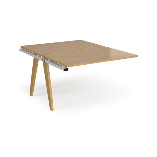Fuze add on units back to back 1200mm x 1600mm with oak legs - white underframe, oak top FZ1216-AB-WH-O Buy online at Office 5Star or contact us Tel 01594 810081 for assistance