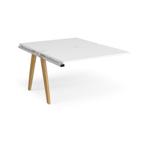 Fuze add on units back to back 1200mm x 1600mm with oak legs - white underframe, white top Bench Desking FZ1216-AB-WH-WH