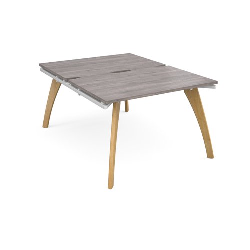 Fuze starter units back to back 1200mm x 1600mm with oak legs - white underframe, grey oak top FZ1216-SB-WH-GO Buy online at Office 5Star or contact us Tel 01594 810081 for assistance