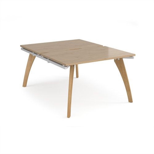 Fuze back to back desks 1200mm x 1600mm with oak legs - white underframe, kendal oak top