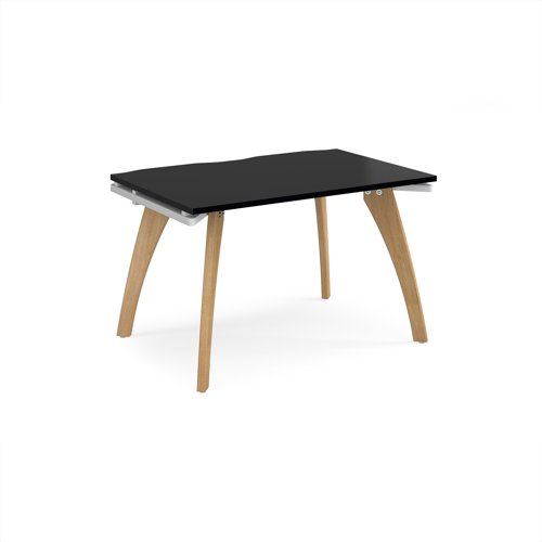 Fuze single desk 1200mm x 800mm with oak legs - white underframe, black top