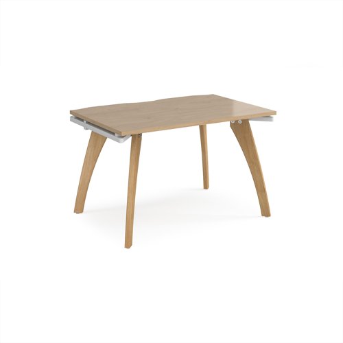 Fuze single desk 1200mm x 800mm with oak legs - white underframe, kendal oak top