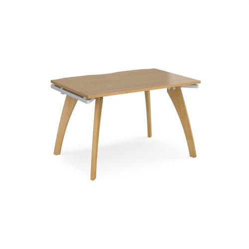 Fuze single desk 1200mm x 800mm with oak legs - white underframe, oak top FZ128-WH-O Buy online at Office 5Star or contact us Tel 01594 810081 for assistance