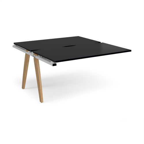 Fuze add on units back to back 1400mm x 1600mm with oak legs - white underframe, black top