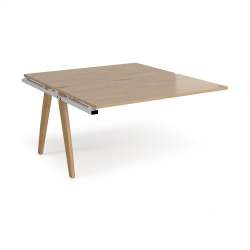 Fuze add on units back to back 1400mm x 1600mm with oak legs - white underframe, kendal oak top