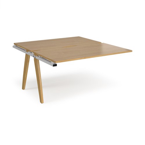 Fuze add on units back to back 1400mm x 1600mm with oak legs - white underframe, oak top Bench Desking FZ1416-AB-WH-O