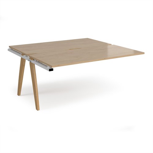 Fuze add on units back to back 1600mm x 1600mm with oak legs - white underframe, kendal oak top
