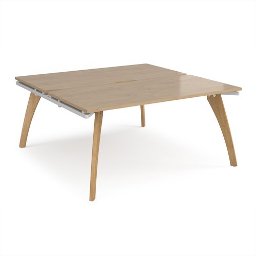 Fuze back to back desks 1600mm x 1600mm with oak legs - white underframe, kendal oak top