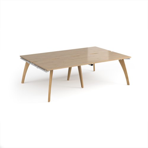 Fuze double back to back desks 2400mm x 1600mm with oak legs - white underframe, kendal oak top
