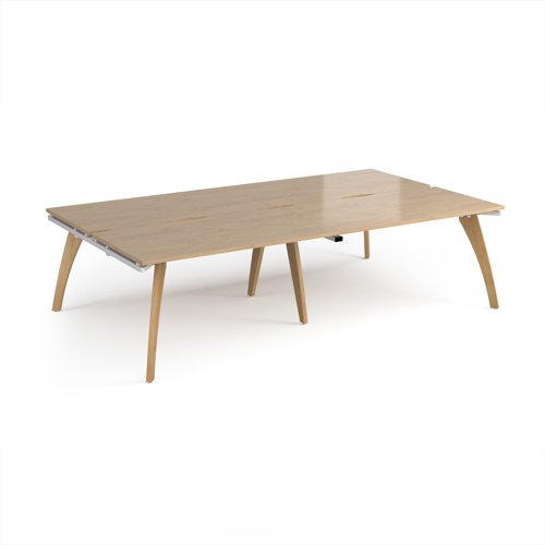 Fuze double back to back desks 2800mm x 1600mm with oak legs - white underframe, kendal oak top