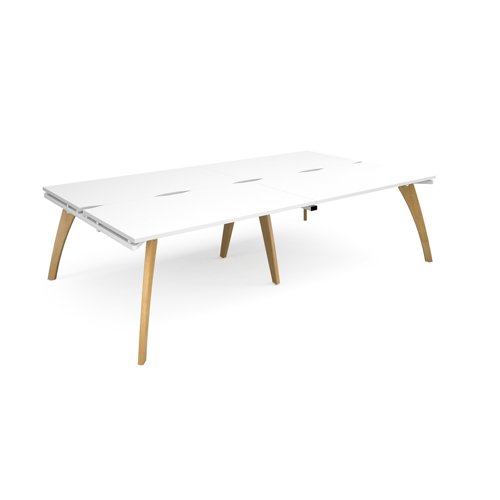 Fuze double back to back desks 2800mm x 1600mm with oak legs - white underframe, white top  FZ2816-WH-WH