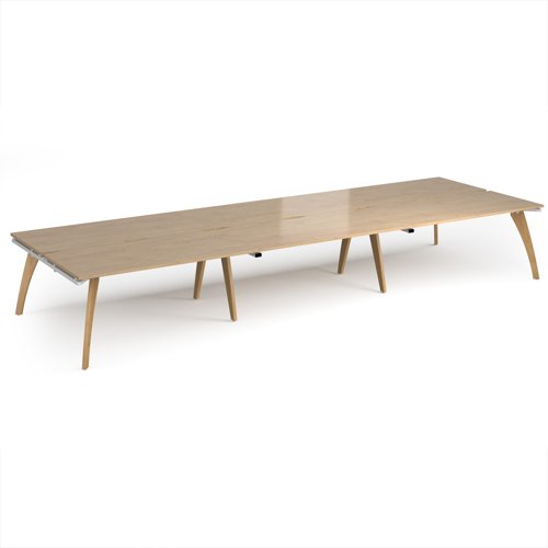 Fuze triple back to back desks 4800mm x 1600mm with oak legs - white underframe, kendal oak top