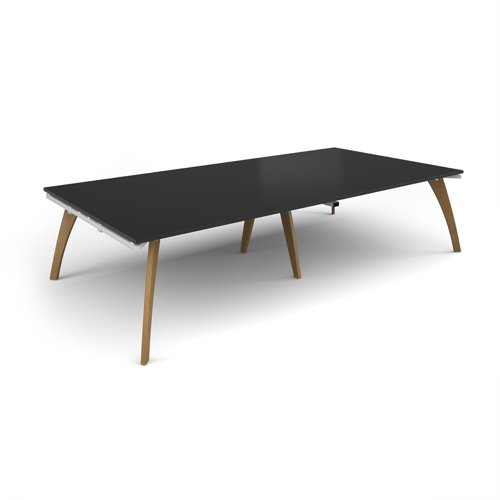 Fuze rectangular boardroom table 3200mm x 1600mm with oak legs - white underframe, black top