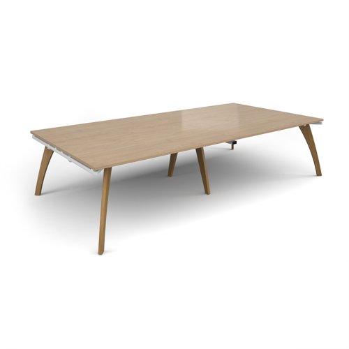 Fuze rectangular boardroom table 3200mm x 1600mm with oak legs - white underframe, kendal oak top