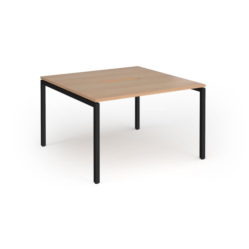 Connex Goal-Post 1200 x 1200 x 725mm Back to Back Desk (2 x 1200mm) - Black Frame / Beech Top