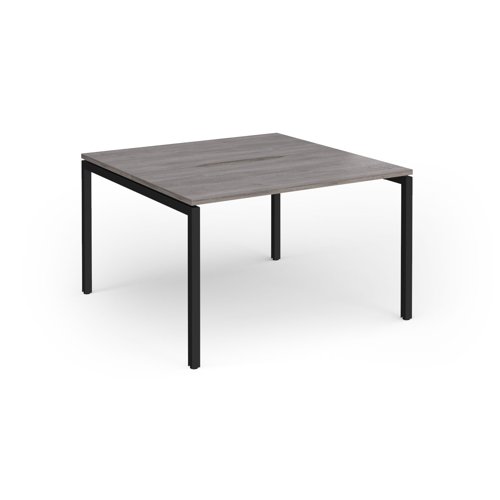 Connex Goal-Post 1200 x 1200 x 725mm Back to Back Desk (2 x 1200mm) - Black Frame / Grey Oak Top