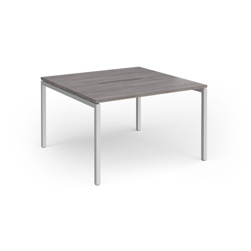 Connex Goal-Post 1200 x 1200 x 725mm Back to Back Desk (2 x 1200mm) - Silver Frame / Grey Oak Top