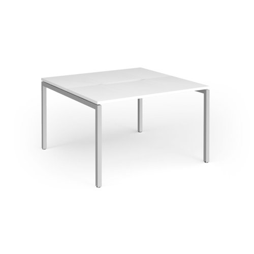 Connex Goal-Post 1200 x 1200 x 725mm Back to Back Desk (2 x 1200mm) - Silver Frame / White Top