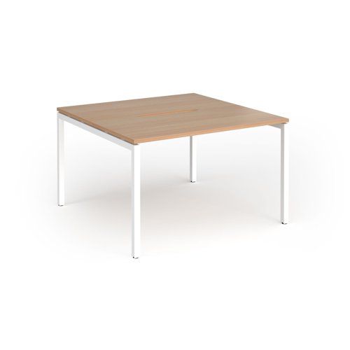 Connex Goal-Post 1200 x 1200 x 725mm Back to Back Desk (2 x 1200mm) - White Frame / Beech Top