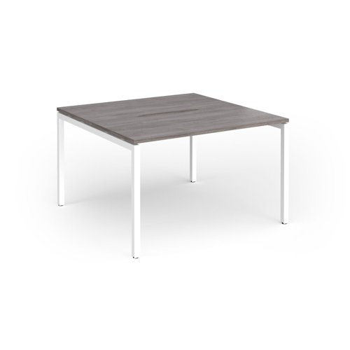Connex Goal-Post 1200 x 1200 x 725mm Back to Back Desk (2 x 1200mm) - White Frame / Grey Oak Top