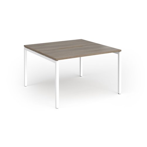 Connex Goal-Post 1200 x 1200 x 725mm Back to Back Desk (2 x 1200mm) - White Frame / Nebraska Oak Top