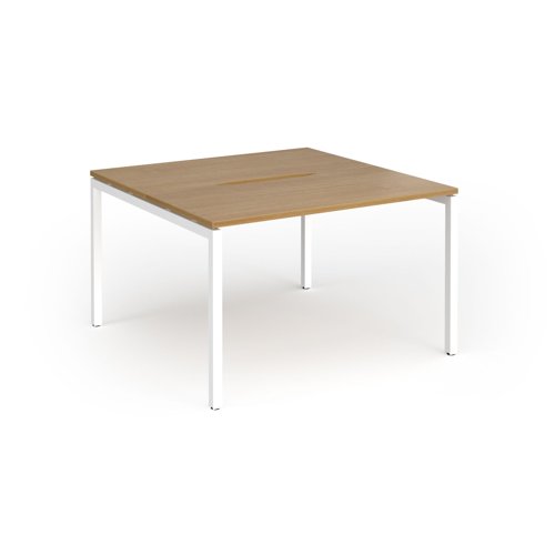 Connex Goal-Post 1200 x 1200 x 725mm Back to Back Desk (2 x 1200mm) - White Frame / Oak Top