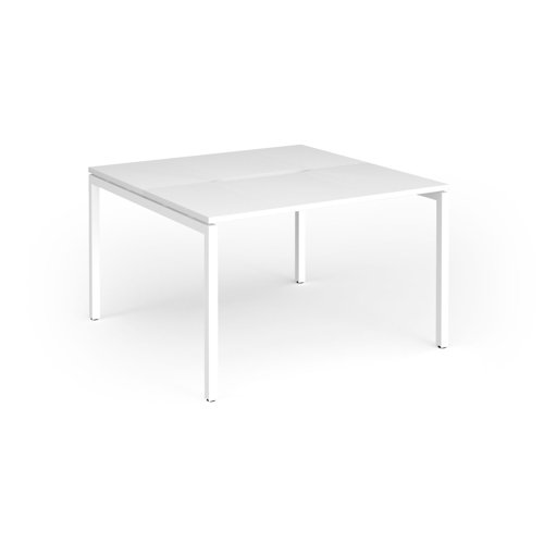 Connex Goal-Post 1200 x 1200 x 725mm Back to Back Desk (2 x 1200mm) - White Frame / White Top