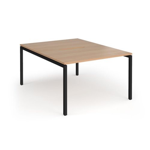 Connex Goal-Post 1200 x 1600 x 725mm Back to Back Desk (2 x 1200mm) - Black Frame / Beech Top