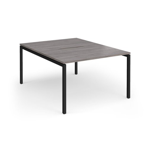 Connex Goal-Post 1200 x 1600 x 725mm Back to Back Desk (2 x 1200mm) - Black Frame / Grey Oak Top